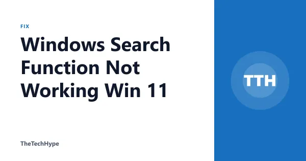Windows Search Function Not Working Win 11
